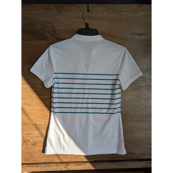 Nike Golf Polo Shirt Womens XS White Striped Dri Fit Victory Short Sleeve Logo - Picture 2 of 3